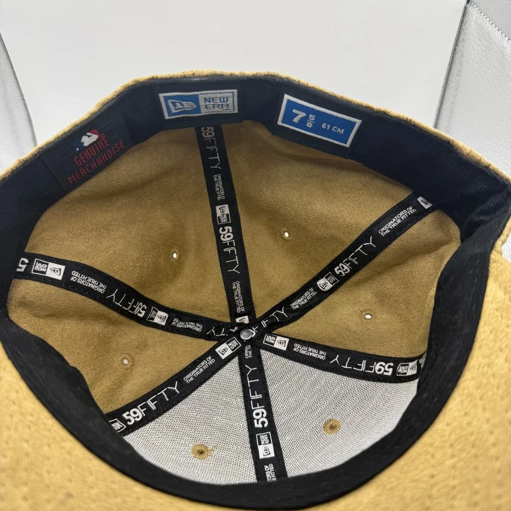 New Era 59FIFTY Los Angeles Angels Hat Tan Monogram Faux‎ Suede Fitted 7 5/8